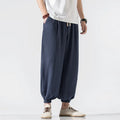 Men's plus size wide leg harem pants in loose fit, polyester plain fabric with tether closure, apricot colour