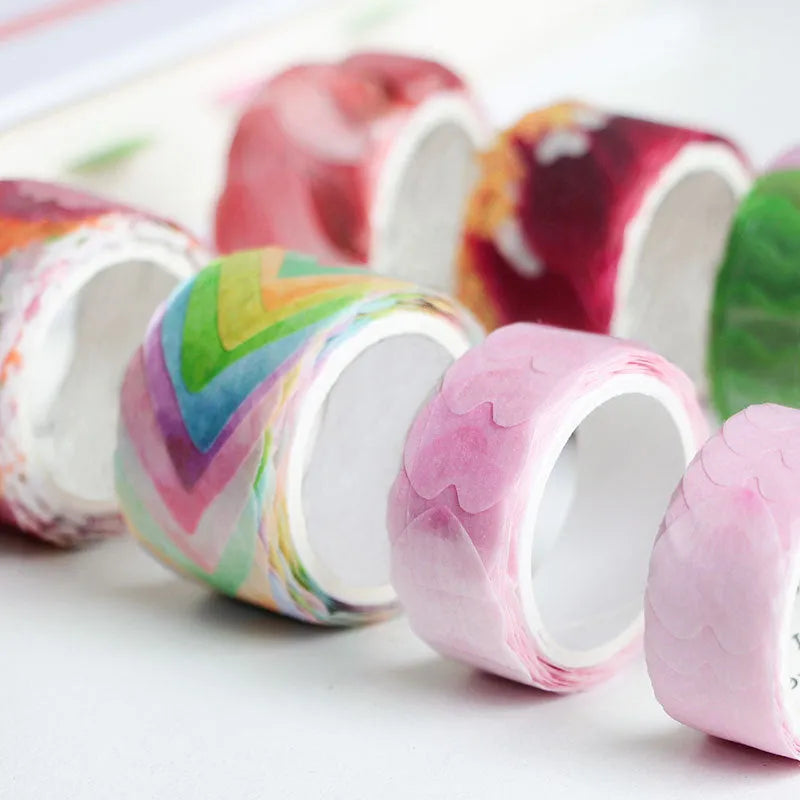 Roll of clover and paper decorative tape for hand book stickers showing colour options