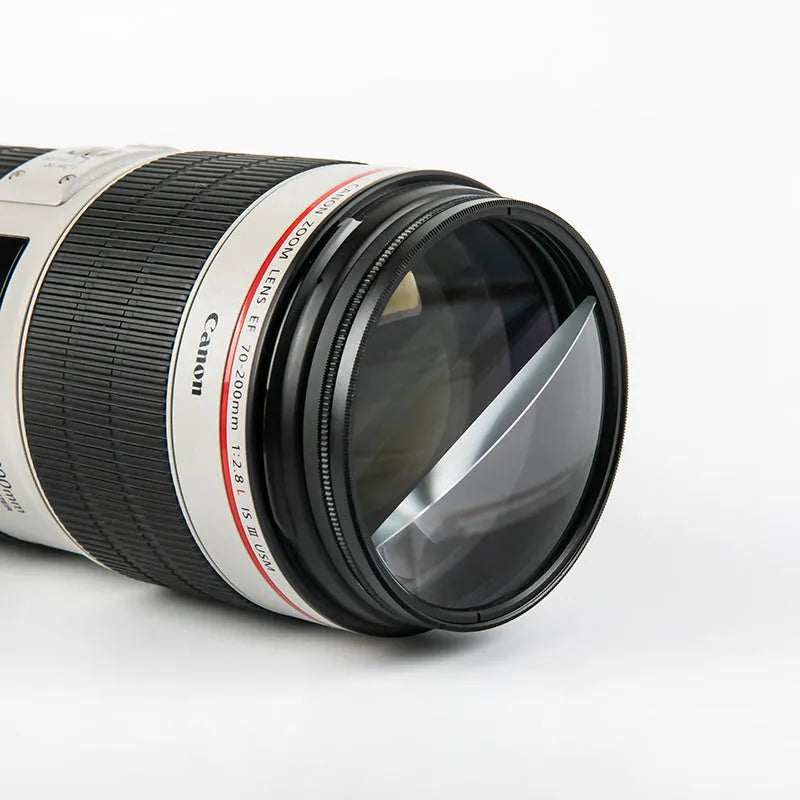 77mm half moon mirror split focus filter for SLR cameras with microfibre cloth and storage bag.