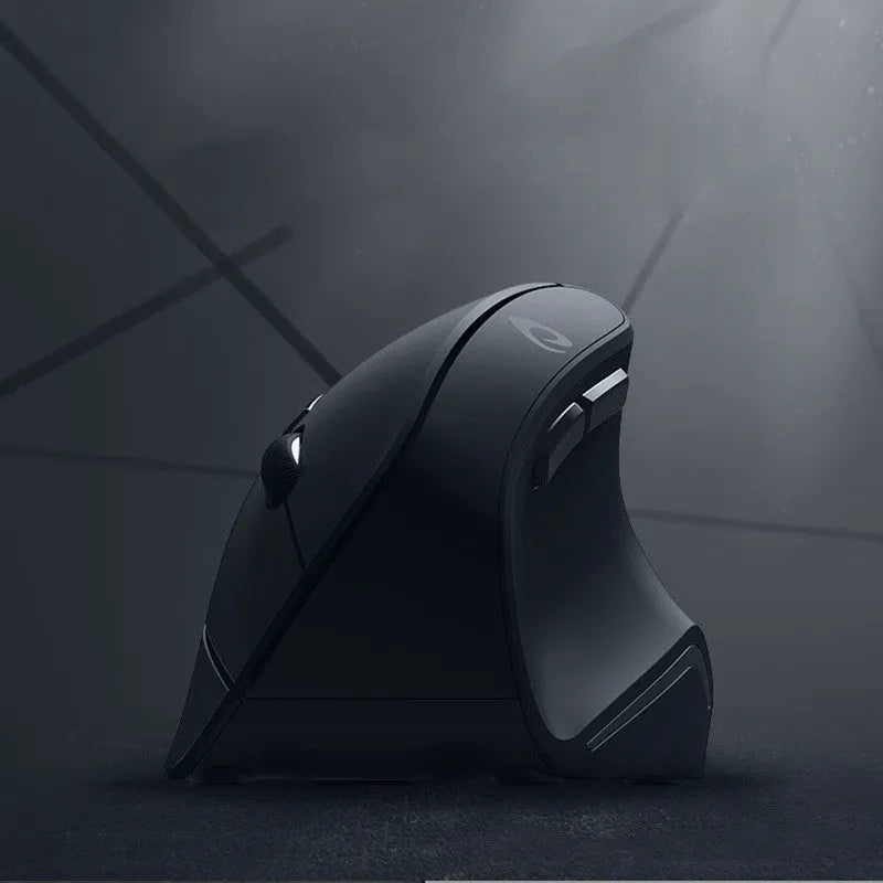 Vertical Vertical 2.4G wireless ergonomic mouse in black with vertical shape and USB receiver