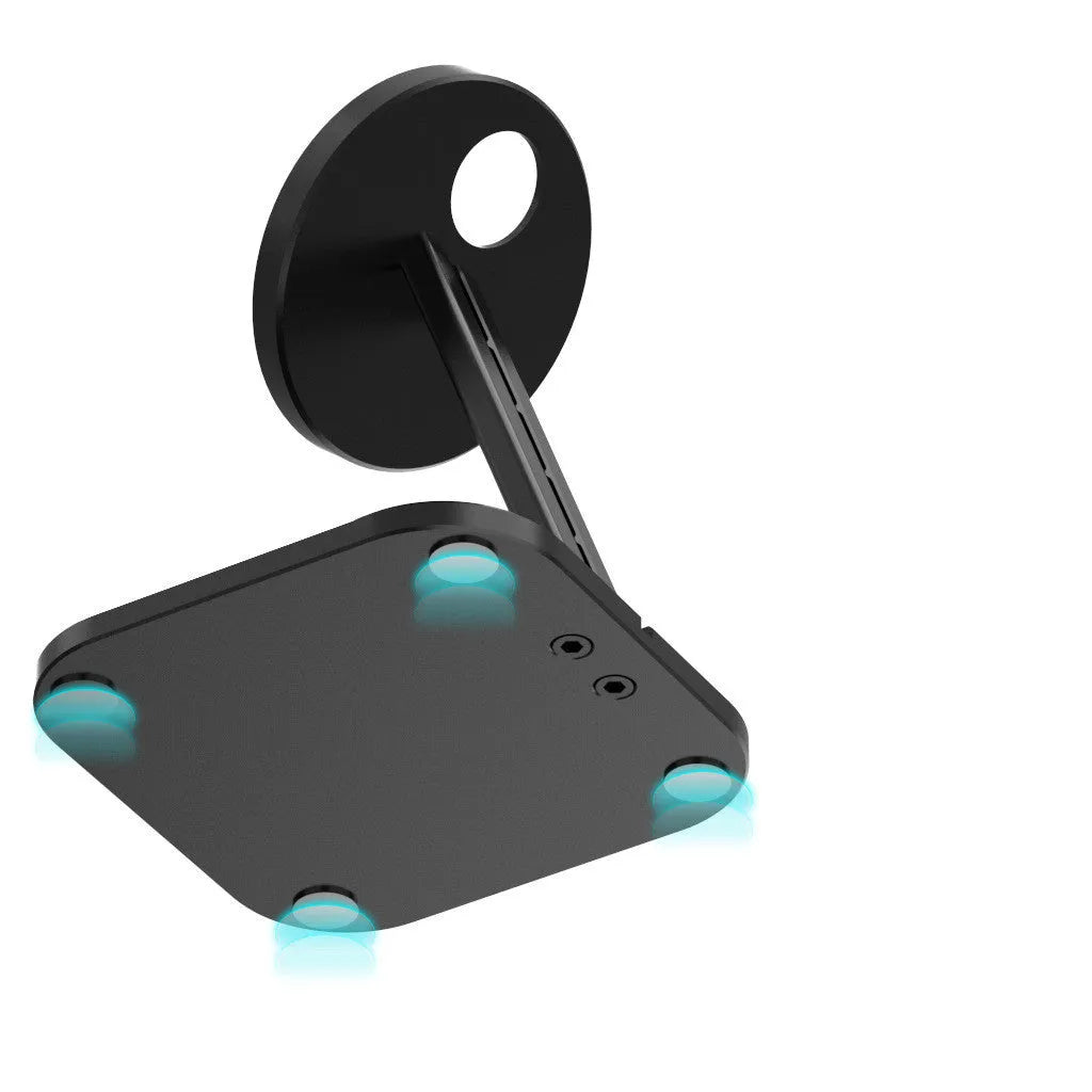 Magnetic bracket wireless charger stand for iPhone 12 with metal frame in black and silver colour options for desktop use