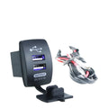 3.1A USB universal car charger in PP material for 12-24V vehicle sockets, available in blue