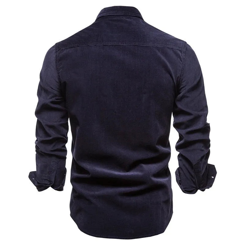 Men's long sleeve linen button-up casual shirt in multiple colour options