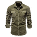 Men's long sleeve linen button-up casual shirt in multiple colour options