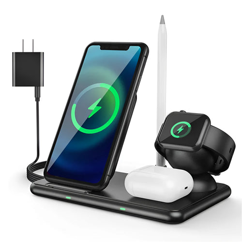 Matte black Apple wireless charger for phones watches headsets with Type-C port