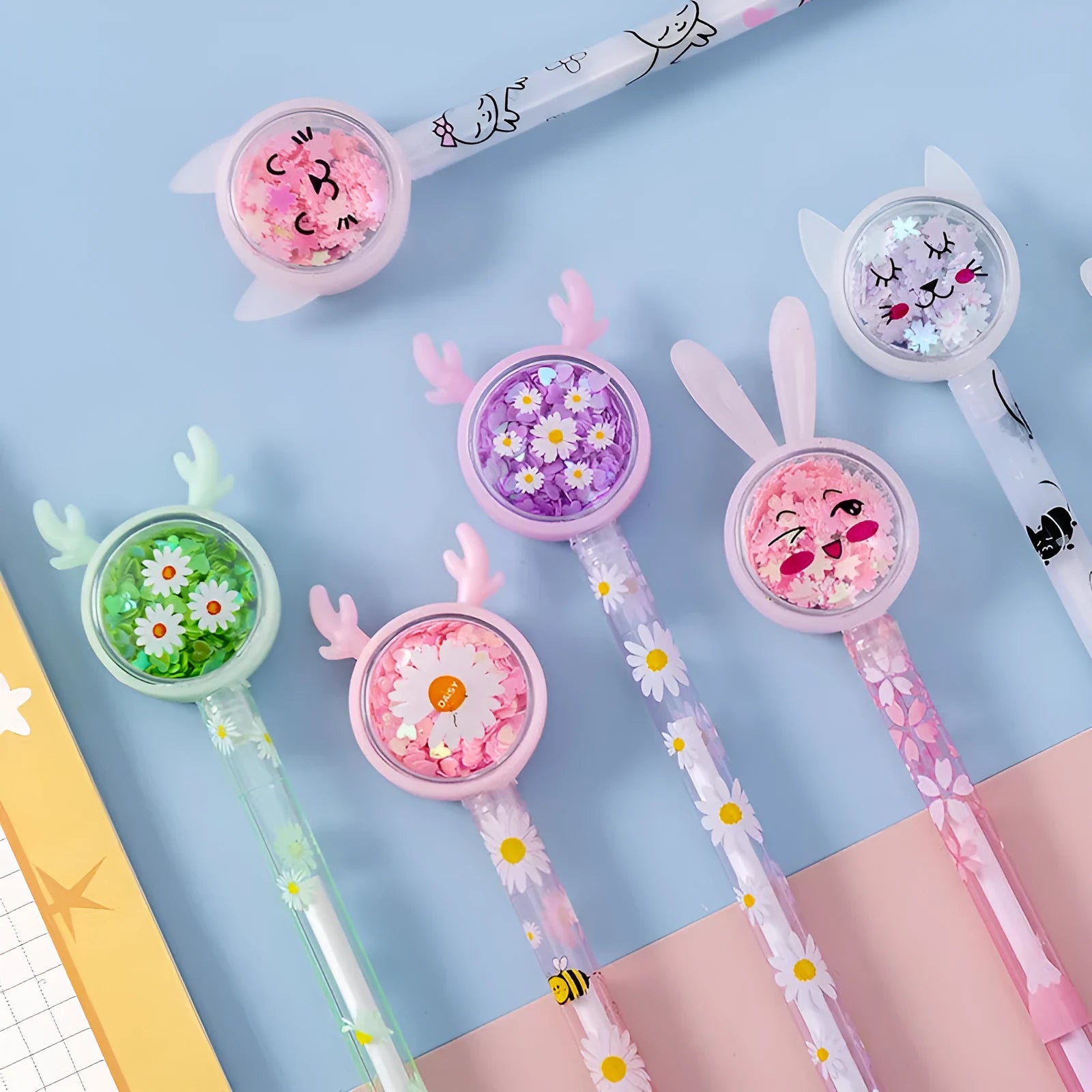 Cute tutu sequin gel pen with black ink 0.5mm tip on white background