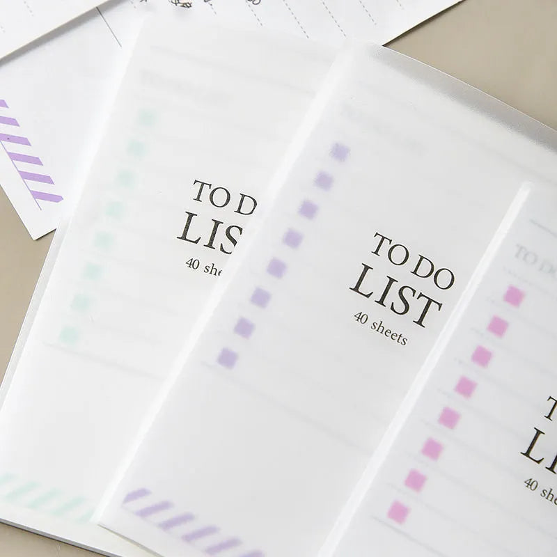 PP frosted notebook with tearable notes in yellow, green, or purple colours measuring 13 x 8 cm