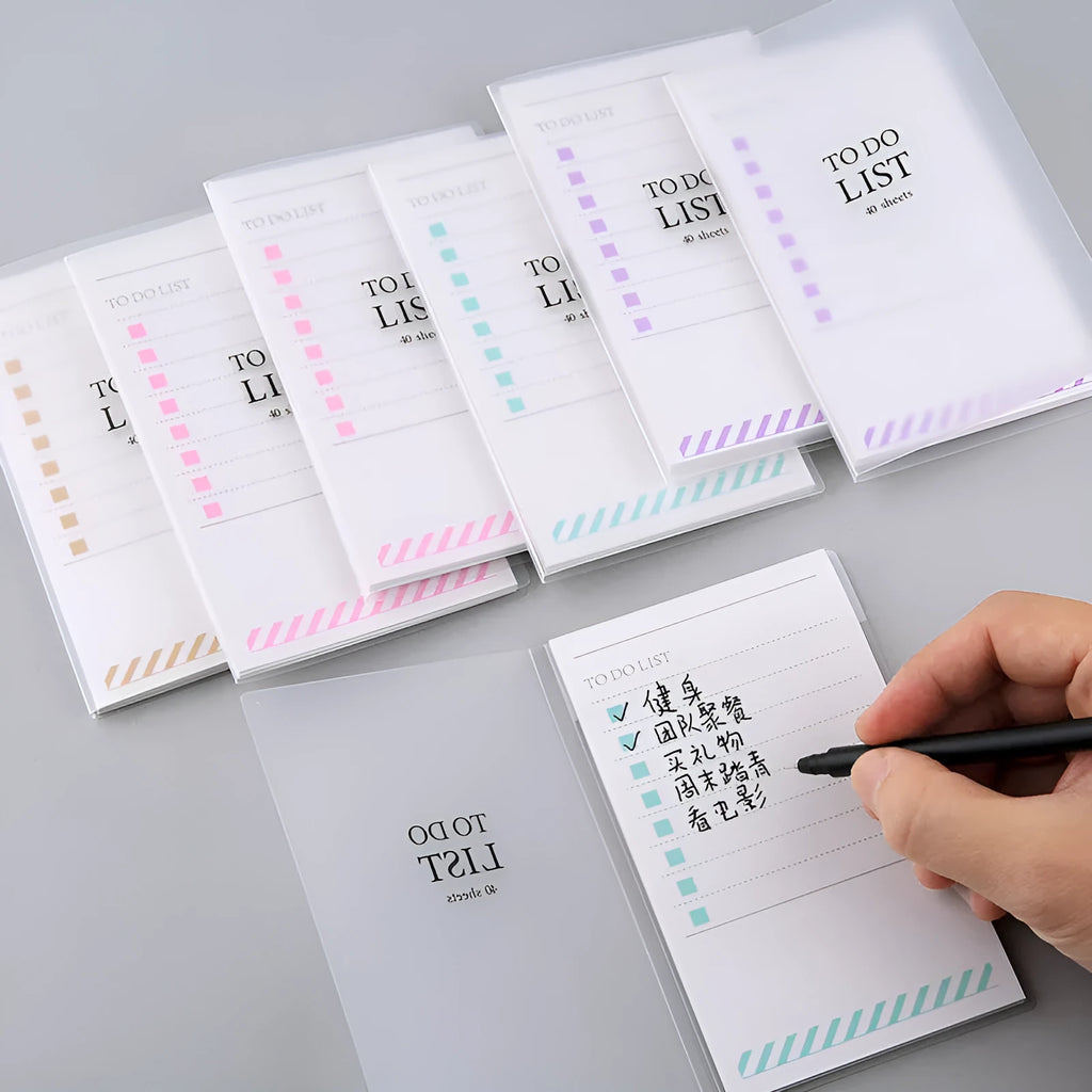 PP frosted notebook with tearable notes in yellow, green, or purple colours measuring 13 x 8 cm