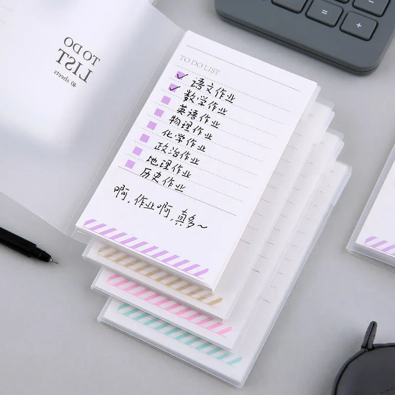 PP frosted notebook with tearable notes in yellow, green, or purple colours measuring 13 x 8 cm