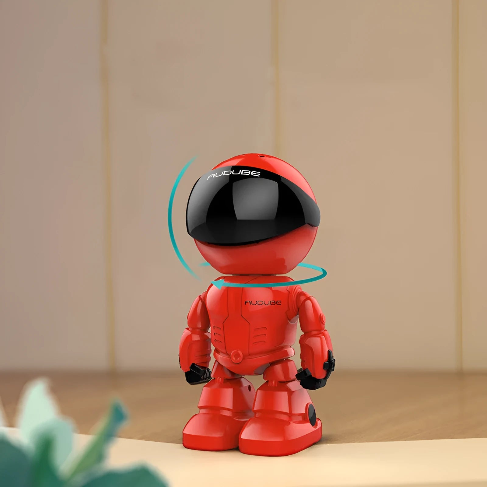 Silver plastic HD night vision robot security camera with PTZ control on a stand.