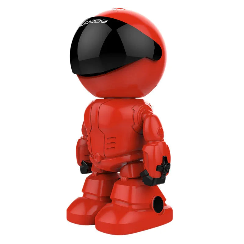 Silver plastic HD night vision robot security camera with PTZ control on a stand.