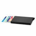 Aluminium geometric business card holder in six colour options with stainless steel elements