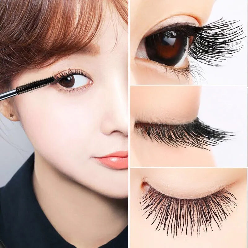 Double-effect volume adjustment mascara growth liquid with two brush heads, black and brown colours