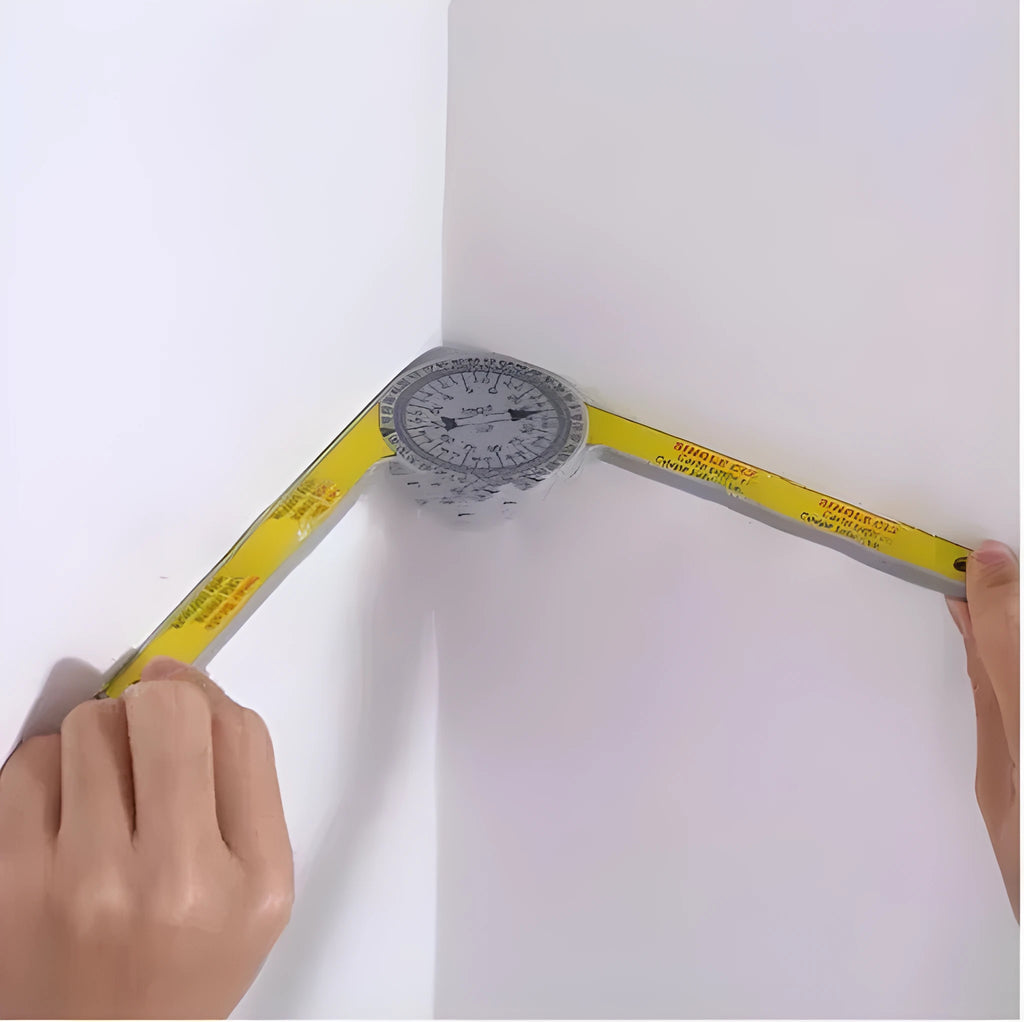 Yellow and white cross-border horizontal angle ruler with laser engraving scales for mitre saw protractor reading transmission