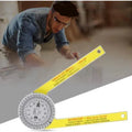 Yellow and white cross-border horizontal angle ruler with laser engraving scales for mitre saw protractor reading transmission