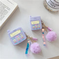 Purple silicone clamshell case with fur ball pendant for Apple AirPods wireless earphones