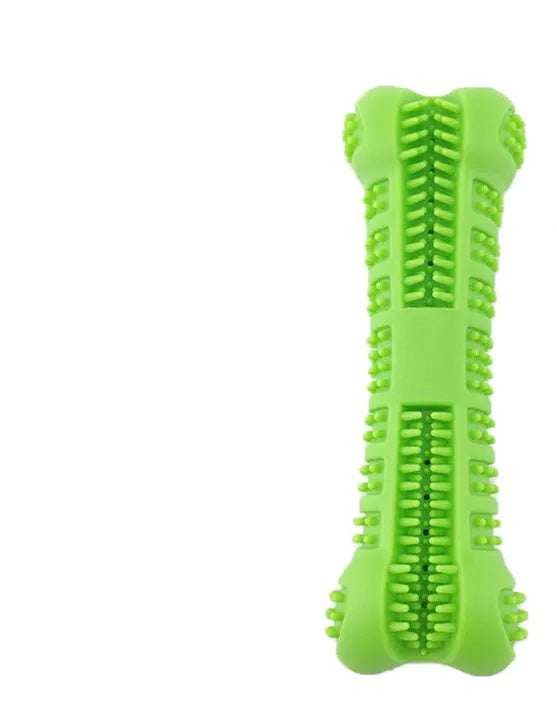 Silicone dog molar stick bone-shaped toothbrush with all-side bristles in blue and green