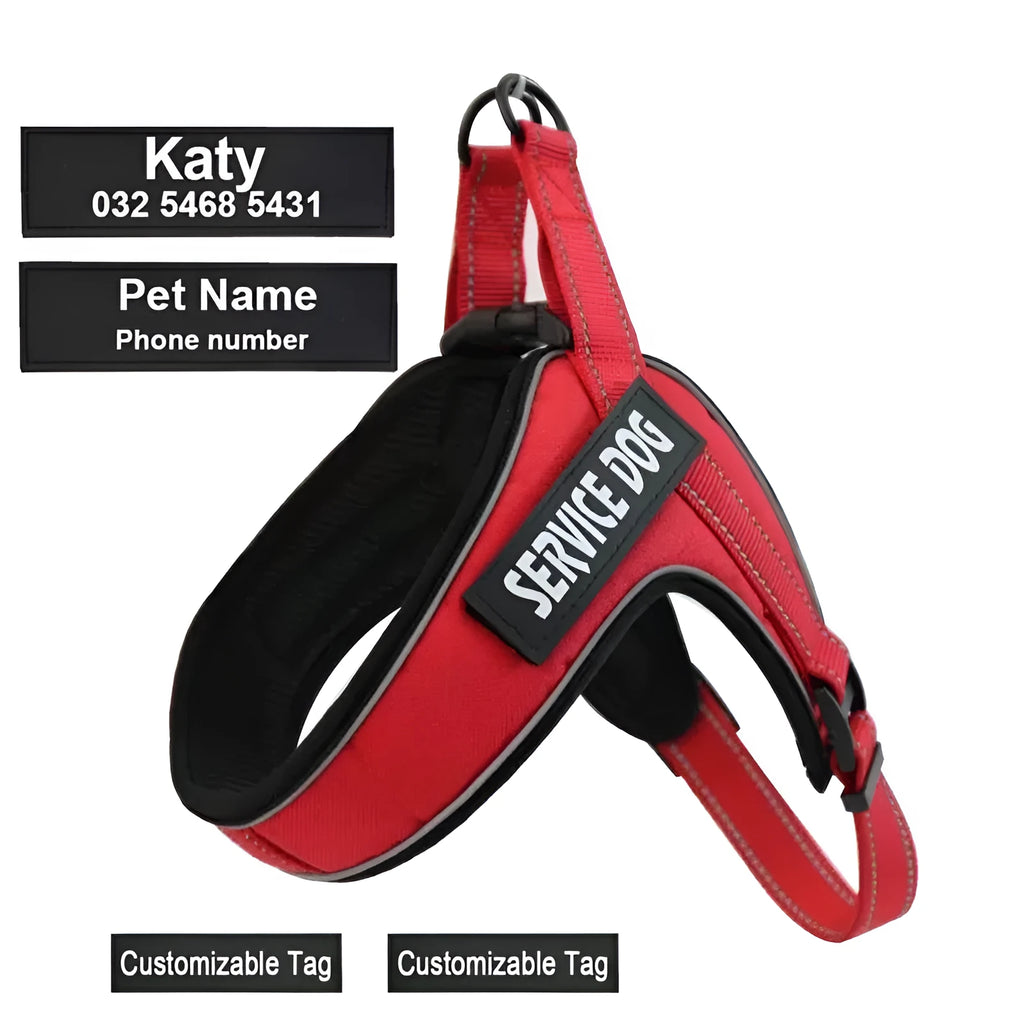 Custom breathable dog harness vest with reflective strip, metal buckle and adjustable Velcro, in blue, black, red, green or pink.