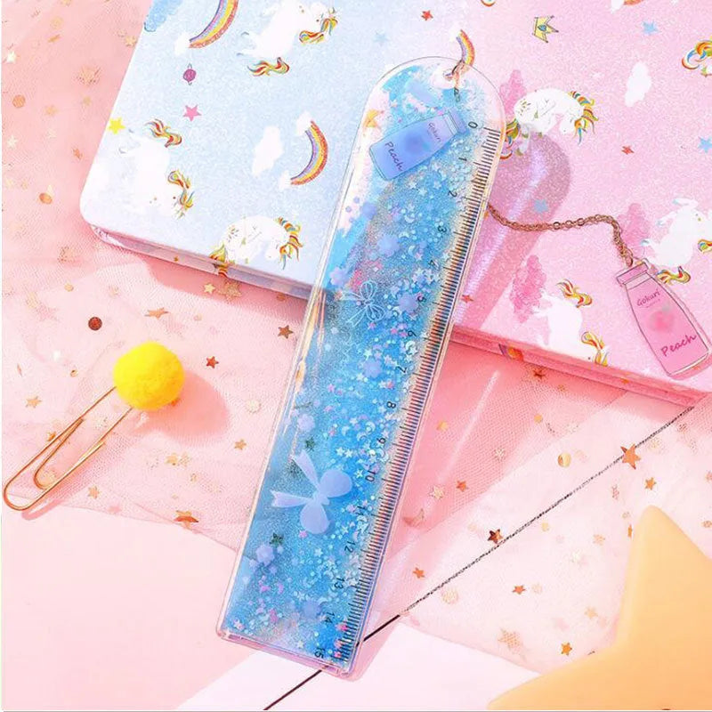 15cm colourful ruler with laser-cut heart designs serving as both measurement tool and bookmark