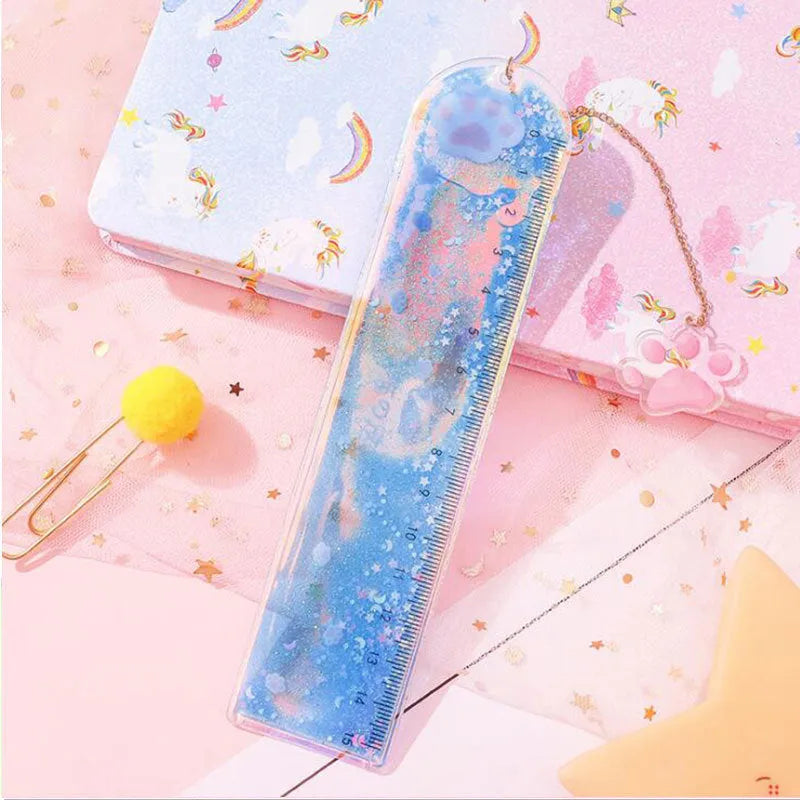 15cm colourful ruler with laser-cut heart designs serving as both measurement tool and bookmark