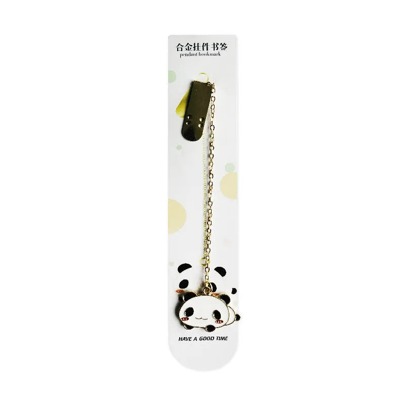 Metal pendant bookmark with 10.3cm chain and decorative pendant for books and stationery