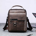 Vintage PU leather vertical business casual bag with zipper and soft handle, light brown colour