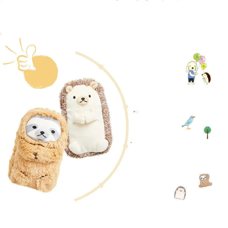 Velvet plush pencil case with creative funny design for boys in available colour options