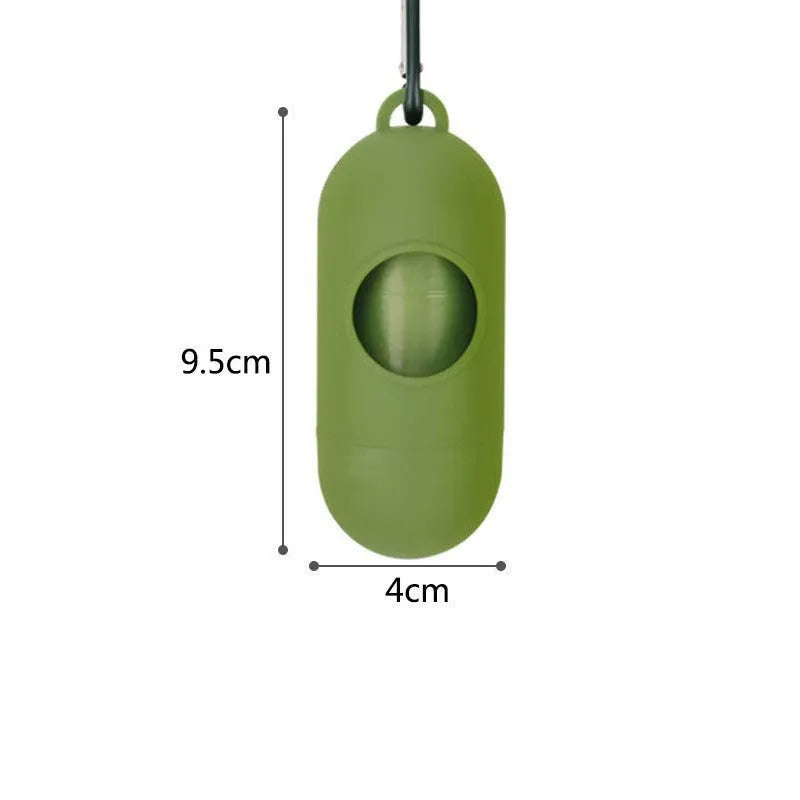 Pack of green biodegradable pet poop bags with dispenser, thick design for dog waste cleanup