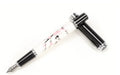 Ceramic colour lacquer pen with rotating ink system and three nib sizes in metal shell with wood finish options