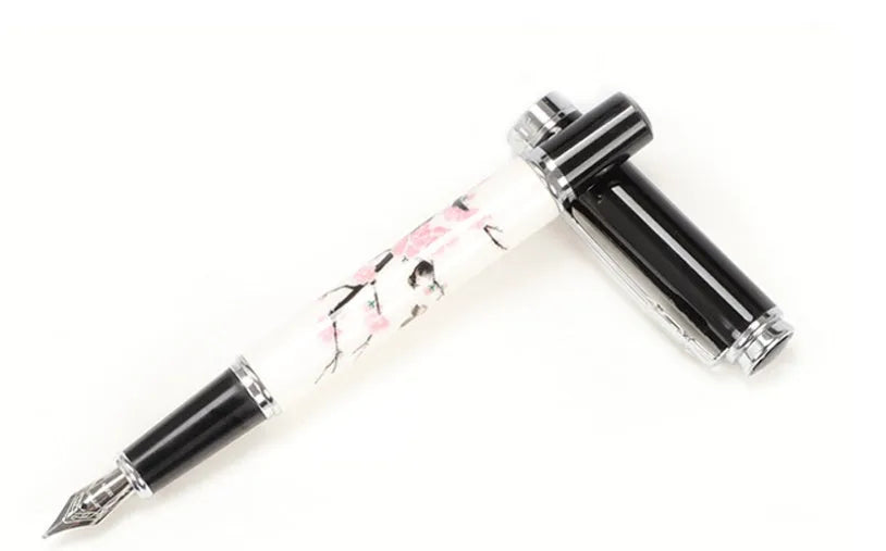 Ceramic colour lacquer pen with rotating ink system and three nib sizes in metal shell with wood finish options