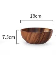 Brown wooden bowl set with natural grain, Japanese design, multiple sizes for kitchen serving