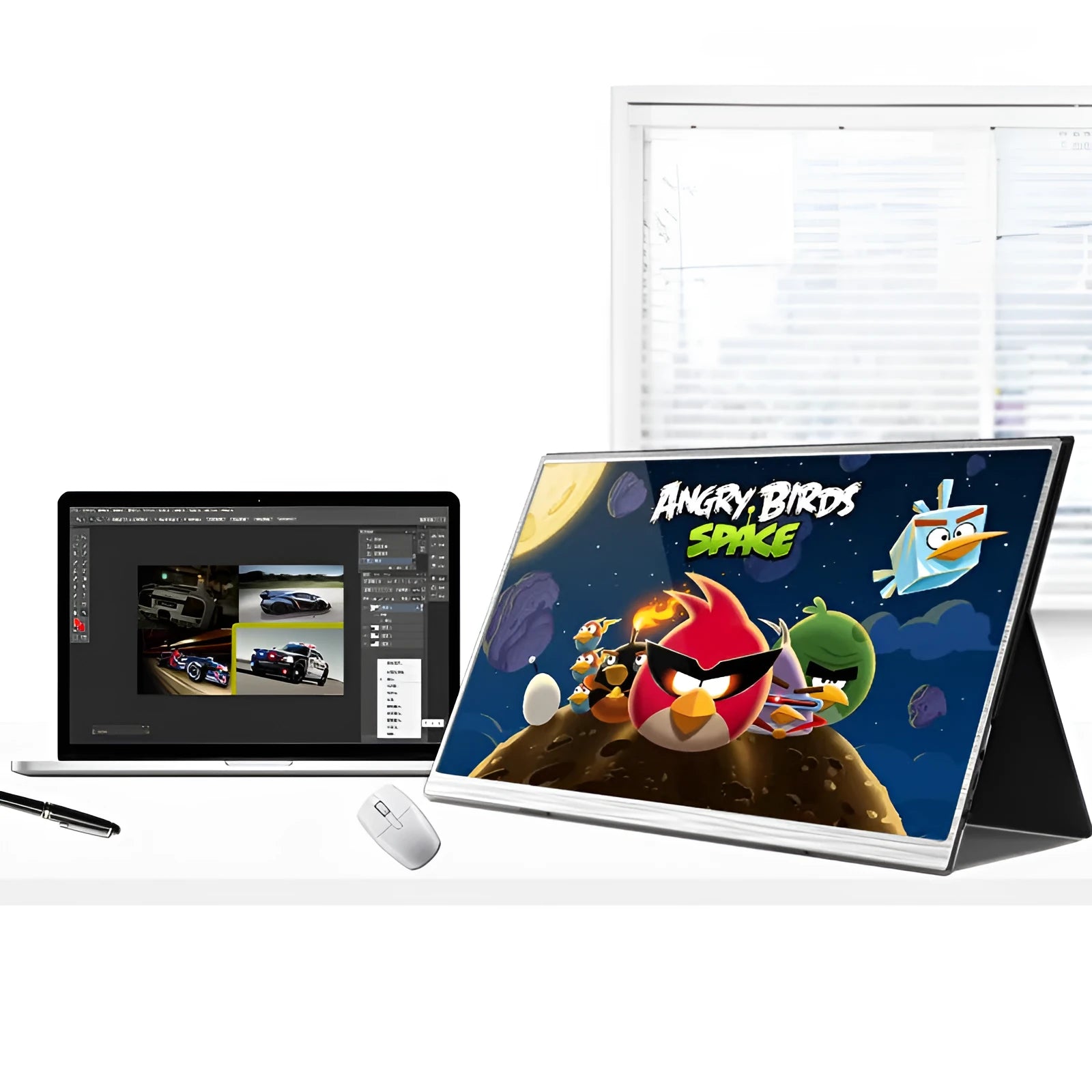 15-inch portable IPS monitor with HDMI ports for gaming and split screen use