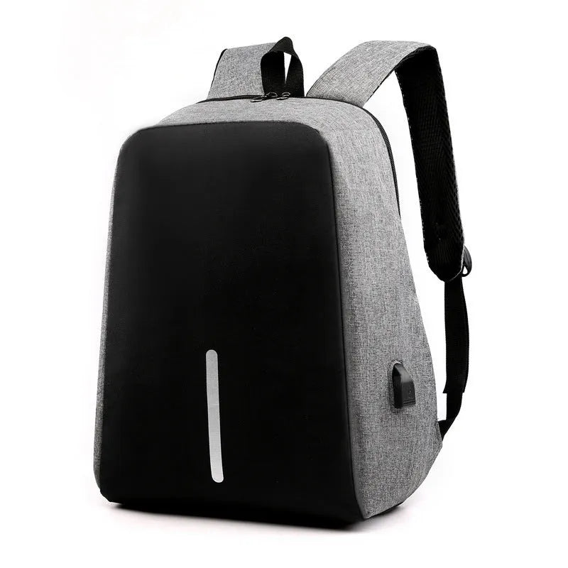 Fashion anti-theft backpack with USB port, air cushion strap, and 16-inch laptop compartment in black