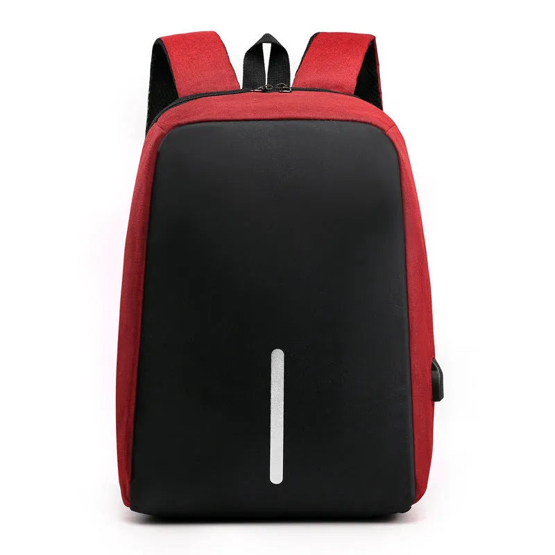 Fashion anti-theft backpack with USB port, air cushion strap, and 16-inch laptop compartment in black