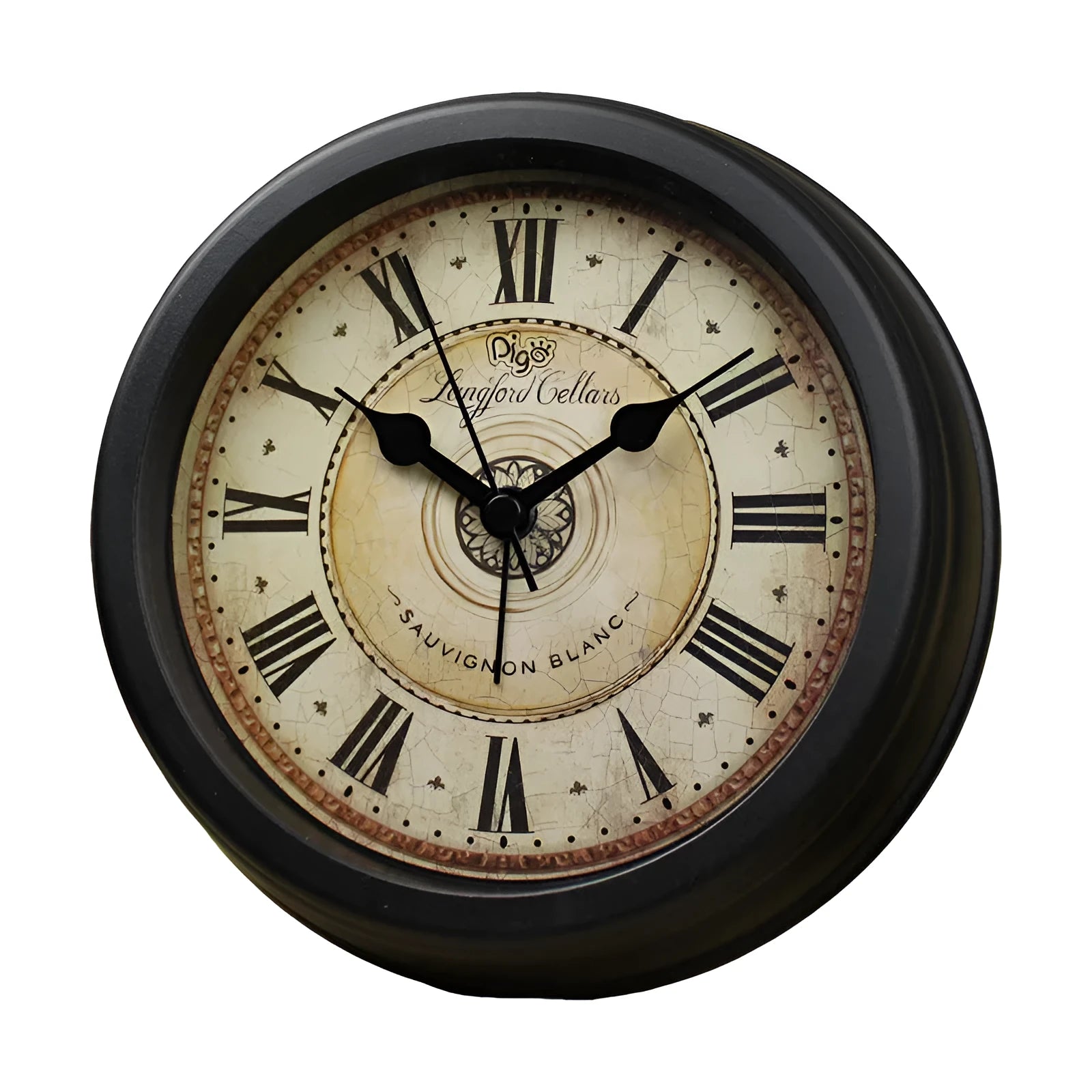 A round 6-inch retro European style desk alarm clock with a silent sweep movement.