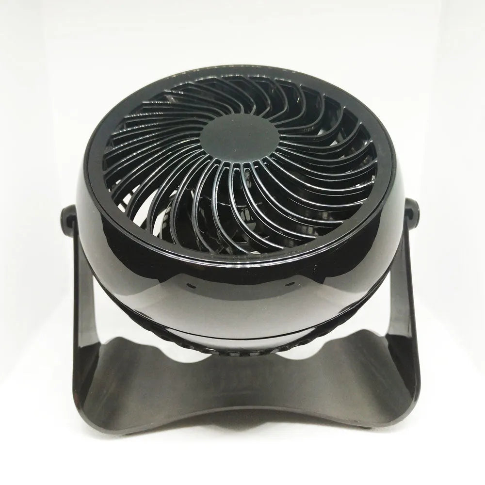 Black 4-inch mini desktop fan WT-T405 with USB power cord, 150 x 95 x 145mm, ABS and PP body