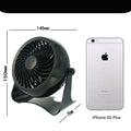 Black 4-inch mini desktop fan WT-T405 with USB power cord, 150 x 95 x 145mm, ABS and PP body