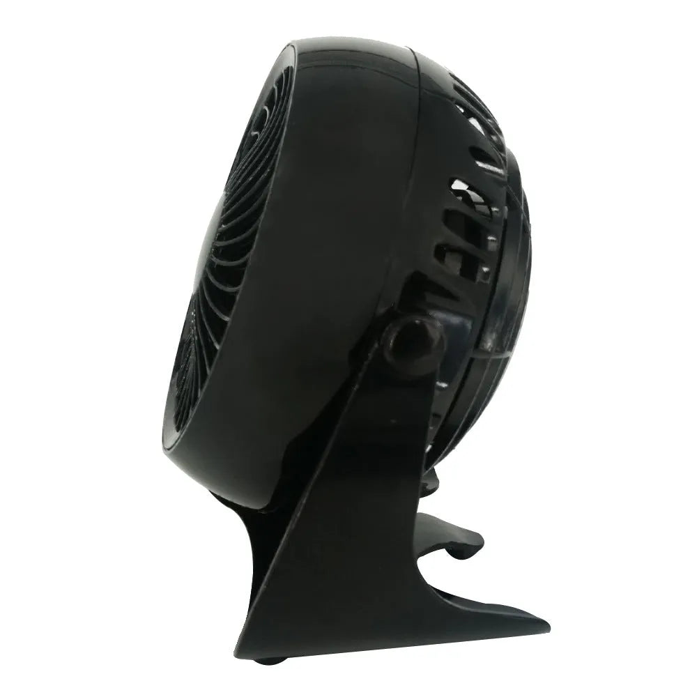 Black 4-inch mini desktop fan WT-T405 with USB power cord, 150 x 95 x 145mm, ABS and PP body