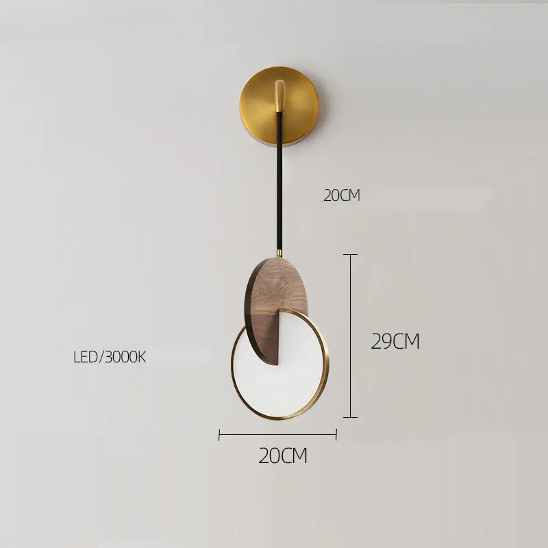 Long-line carved walnut wood wall chandelier with warm white LED light.