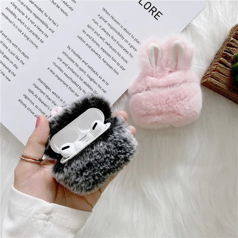 Pink rabbit ear silicone cover for Apple AirPods charging case