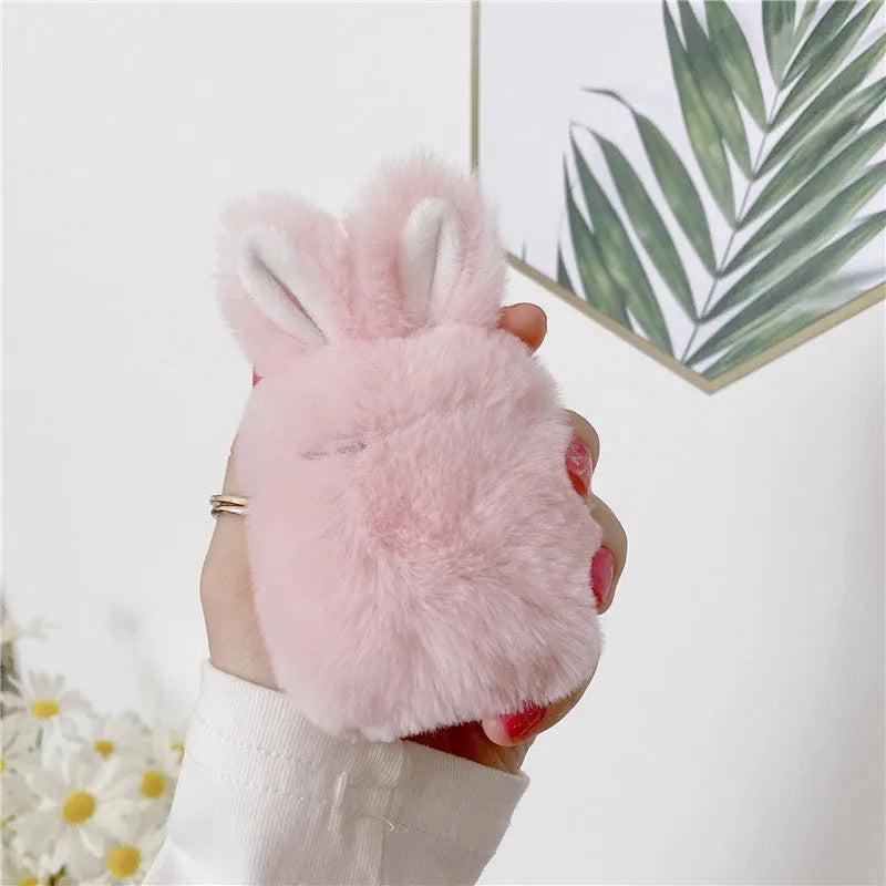 Pink rabbit ear silicone cover for Apple AirPods charging case