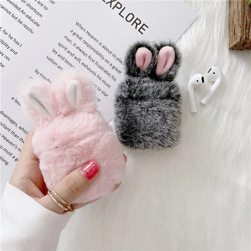 Pink rabbit ear silicone cover for Apple AirPods charging case