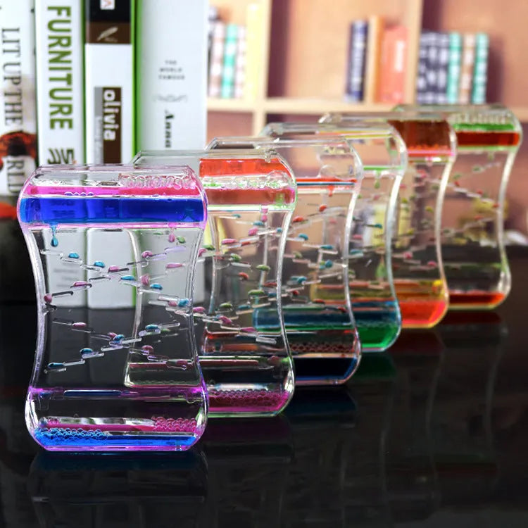 Creative Cruise fluid liquid quicksand timer in blue green, handmade resin desk ornament