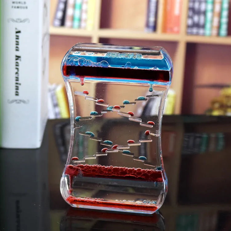 Creative Cruise fluid liquid quicksand timer in blue green, handmade resin desk ornament