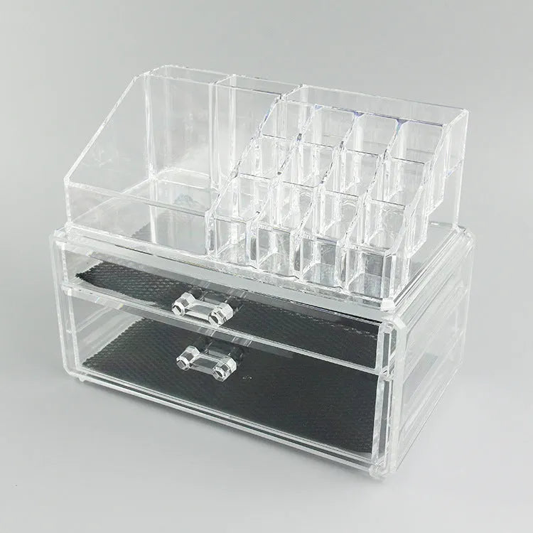Clear foldable acrylic storage box organiser with transparent sides showing 18 litre capacity.