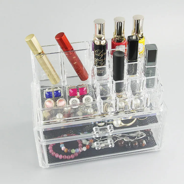 Clear foldable acrylic storage box organiser with transparent sides showing 18 litre capacity.