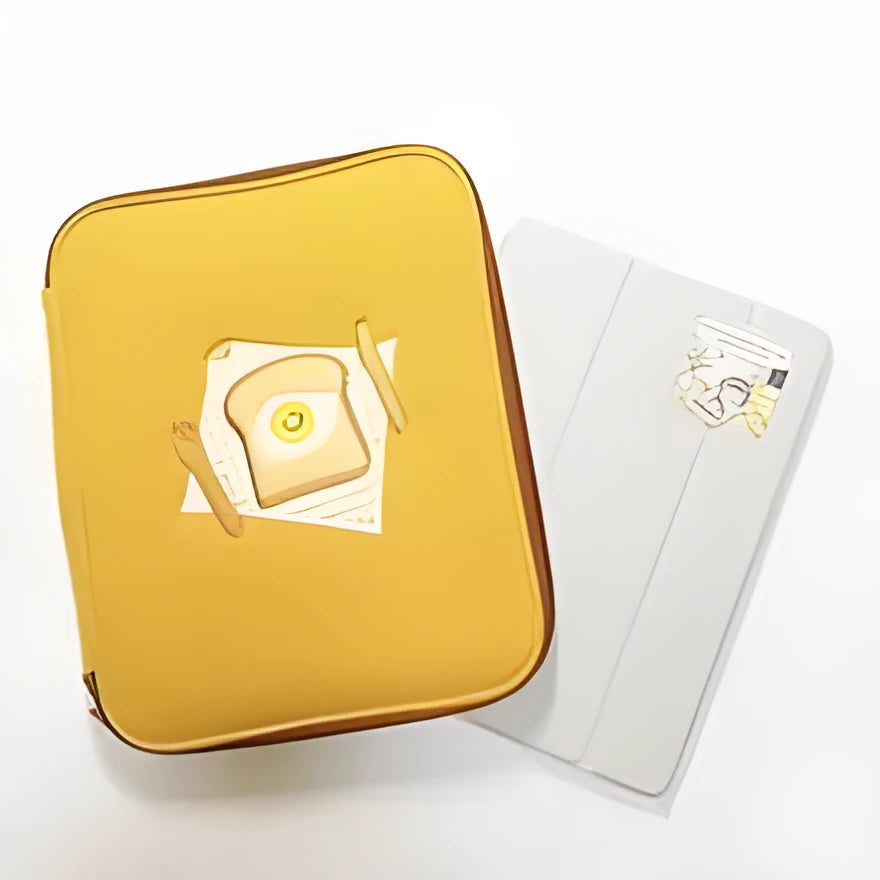 Yellow polyester laptop liner sleeve bag for 11 inch and 13 inch tablets, showing zipper pocket.