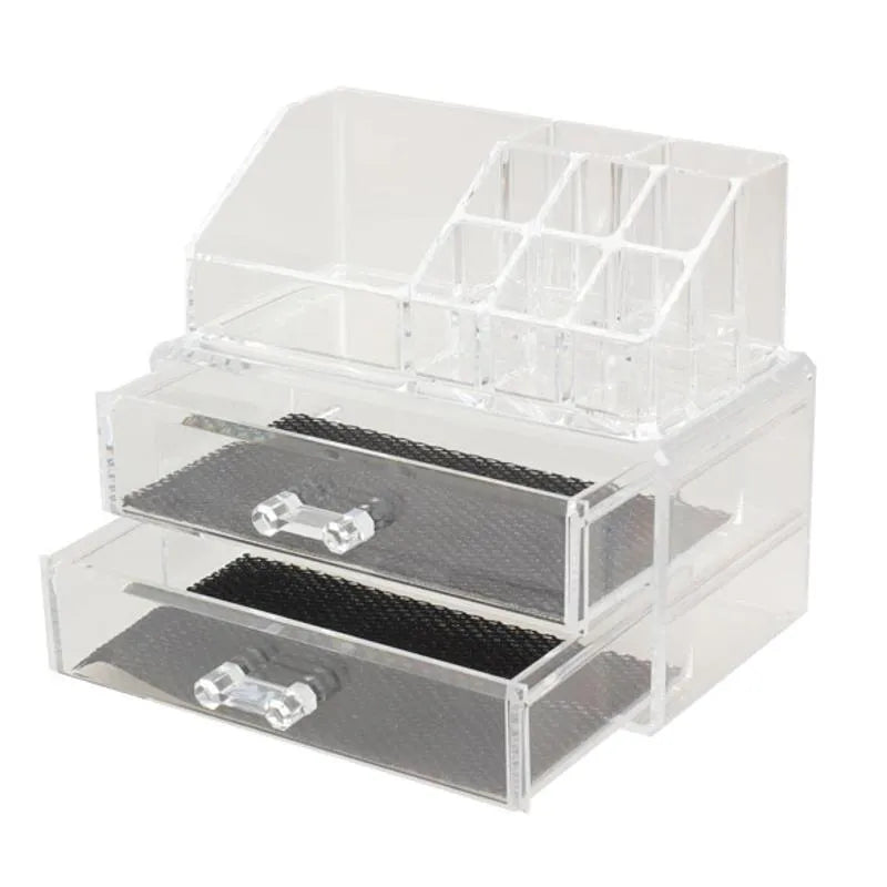 Clear foldable acrylic storage box organiser with transparent sides showing 18 litre capacity.