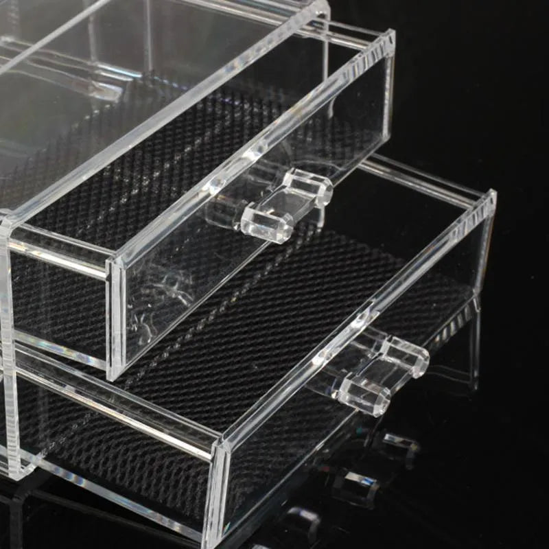 Clear foldable acrylic storage box organiser with transparent sides showing 18 litre capacity.