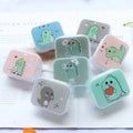 Cosmetic contact lens partner care box set with double box, tweezers, wearing stick, and small bottle in multicolour mix